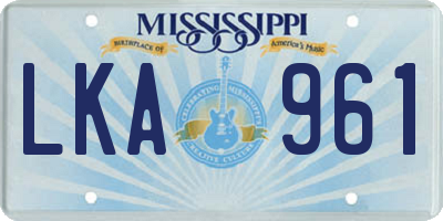MS license plate LKA961