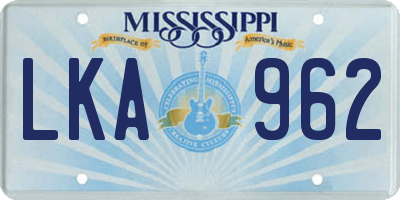 MS license plate LKA962