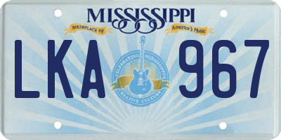 MS license plate LKA967