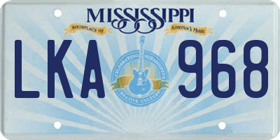 MS license plate LKA968