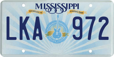 MS license plate LKA972