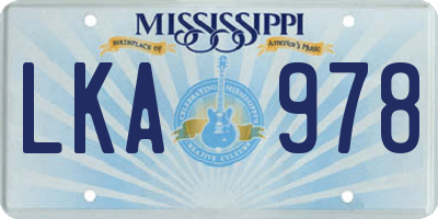 MS license plate LKA978