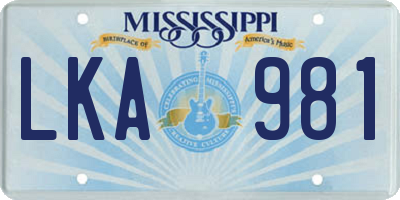 MS license plate LKA981