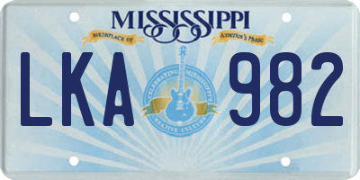 MS license plate LKA982