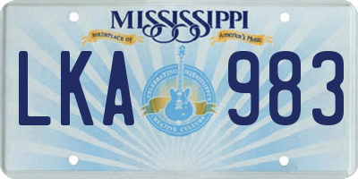 MS license plate LKA983