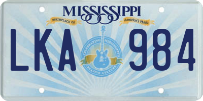 MS license plate LKA984