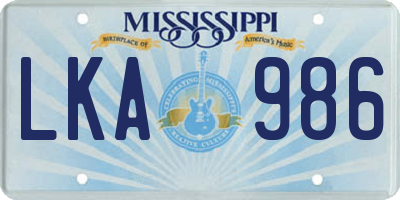 MS license plate LKA986