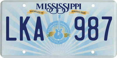 MS license plate LKA987
