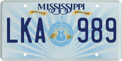 MS license plate LKA989
