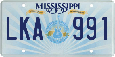 MS license plate LKA991