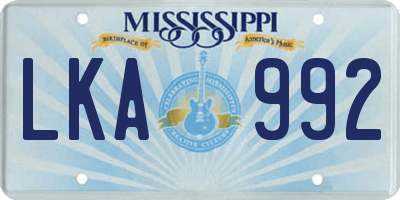 MS license plate LKA992