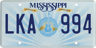 MS license plate LKA994