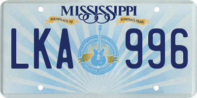 MS license plate LKA996