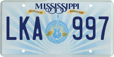 MS license plate LKA997