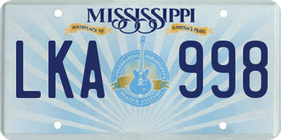 MS license plate LKA998