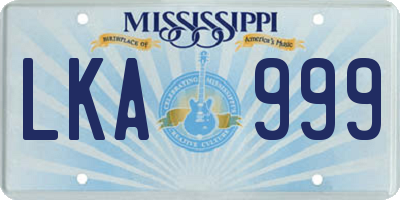 MS license plate LKA999