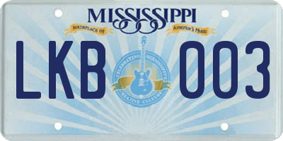 MS license plate LKB003