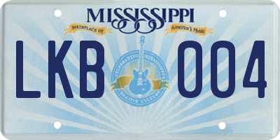 MS license plate LKB004