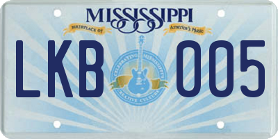 MS license plate LKB005