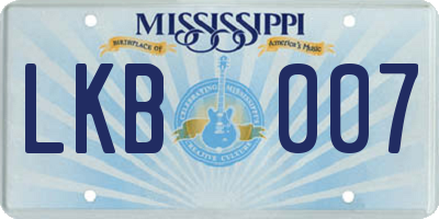 MS license plate LKB007
