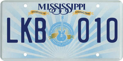 MS license plate LKB010