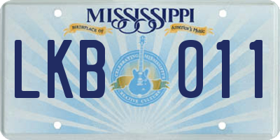 MS license plate LKB011