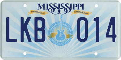 MS license plate LKB014