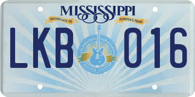 MS license plate LKB016
