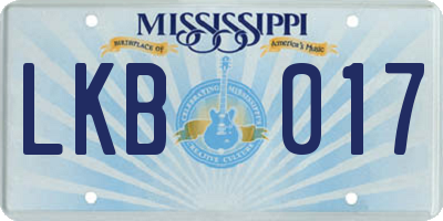 MS license plate LKB017