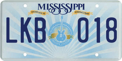 MS license plate LKB018