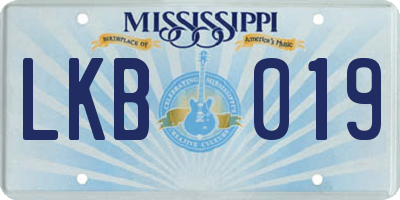 MS license plate LKB019
