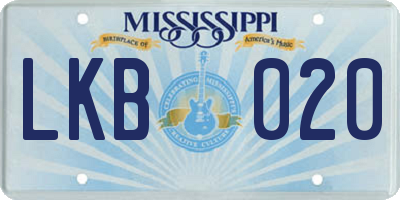 MS license plate LKB020
