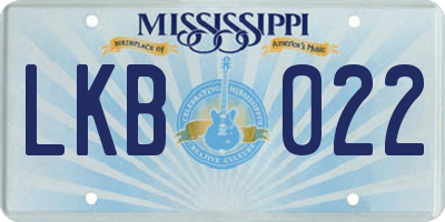 MS license plate LKB022