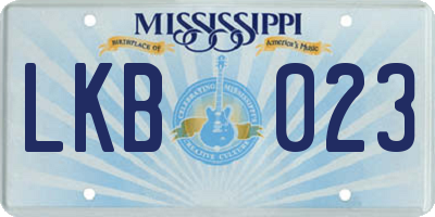 MS license plate LKB023