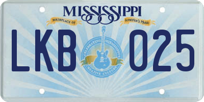 MS license plate LKB025