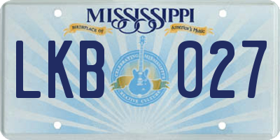 MS license plate LKB027