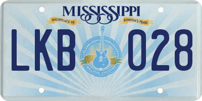 MS license plate LKB028