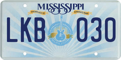 MS license plate LKB030
