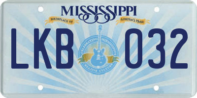 MS license plate LKB032