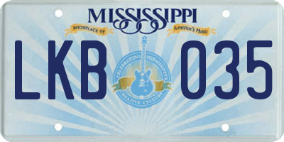 MS license plate LKB035