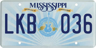 MS license plate LKB036