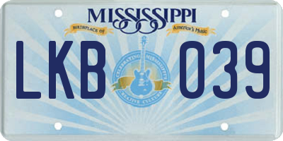 MS license plate LKB039