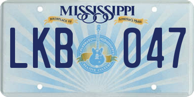MS license plate LKB047