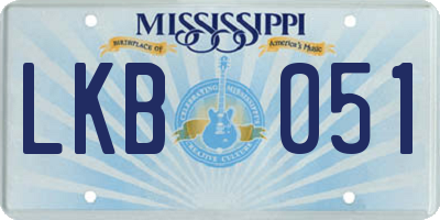 MS license plate LKB051