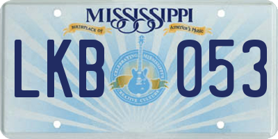 MS license plate LKB053
