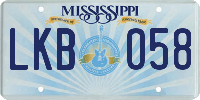 MS license plate LKB058