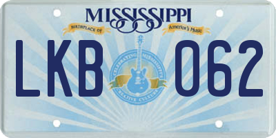 MS license plate LKB062