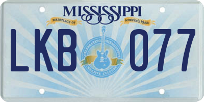 MS license plate LKB077