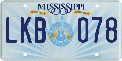 MS license plate LKB078