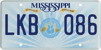 MS license plate LKB086
